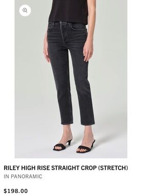 AGOLDE Riley High Rise Straight Crop Jeans - Black Size 27 NWOT